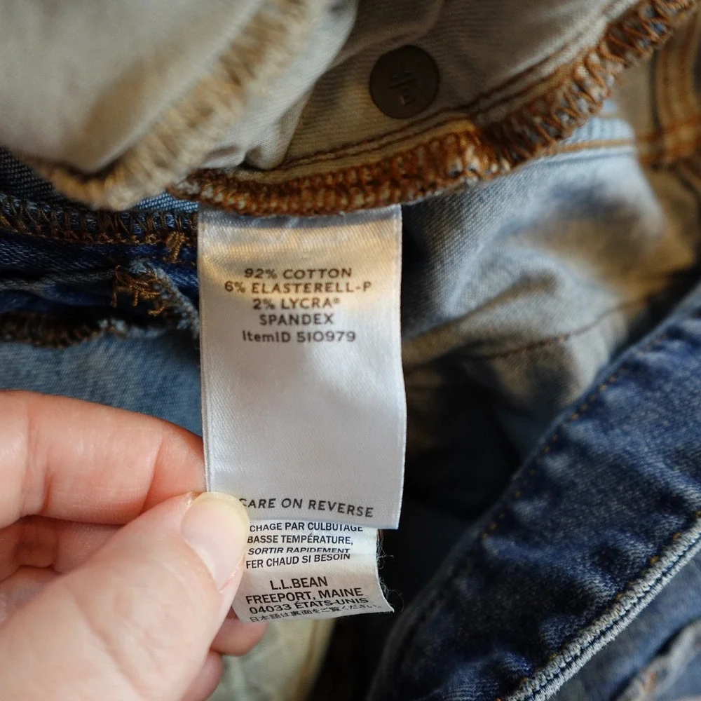 LL Bean Jeans Womens 16 Skinny Raw‎ Hem Signature Denim Medium Wash